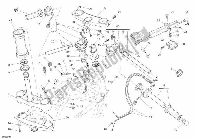 Tutte le parti per il Manubrio del Ducati Desmosedici RR 1000 2008